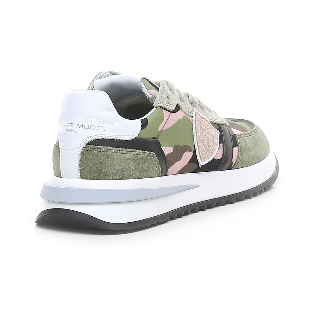 Zapatillas de deporte de tela con ribete de ante de Philippe Model Chic Army