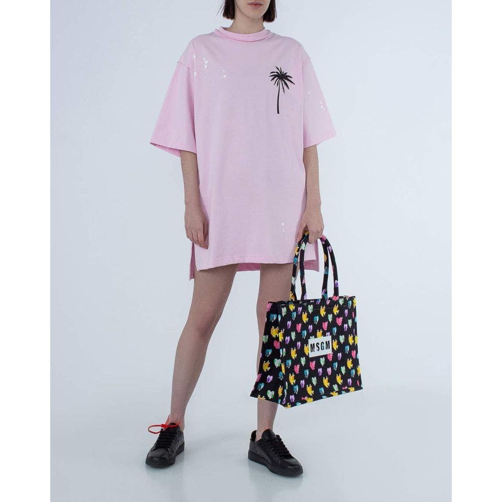 Robe t-shirt en coton rose chic Comme Des Fuckdown avec imprimé unique