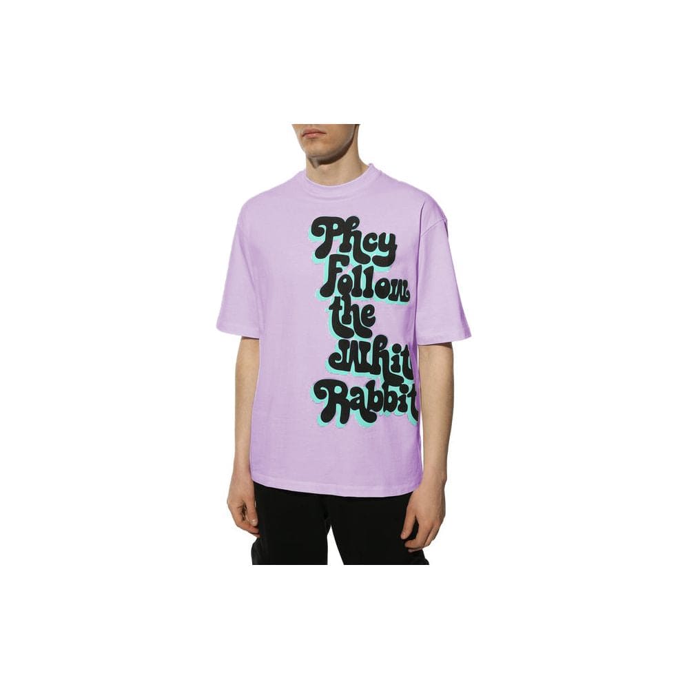 T-shirt ras du cou violet à imprimé graphique pour homme sur le thème de l'industrie pharmaceutique