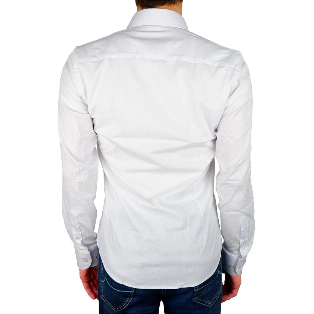 Camisa elegante de gabardina blanca Milano fabricada en Italia