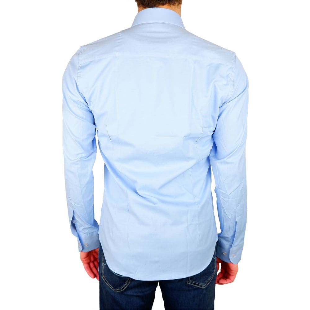 Chemise Milano élégante en satin bleu clair fabriquée en Italie