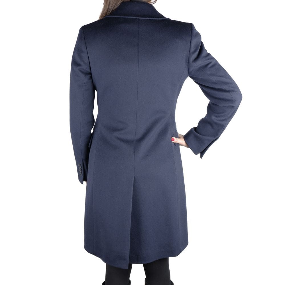 Manteau élégant en laine vierge bleue fabriqué en Italie