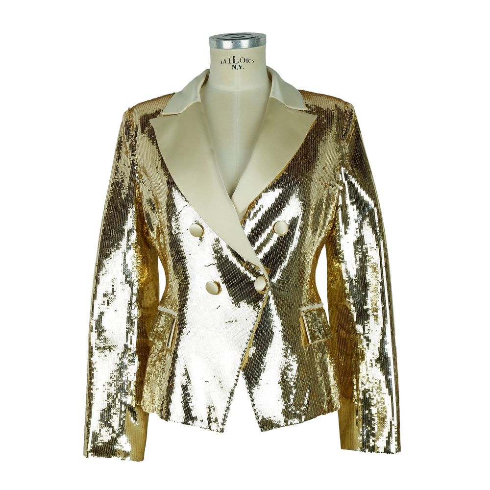 Veste croisée jaune chic à sequins Elisabetta Franchi