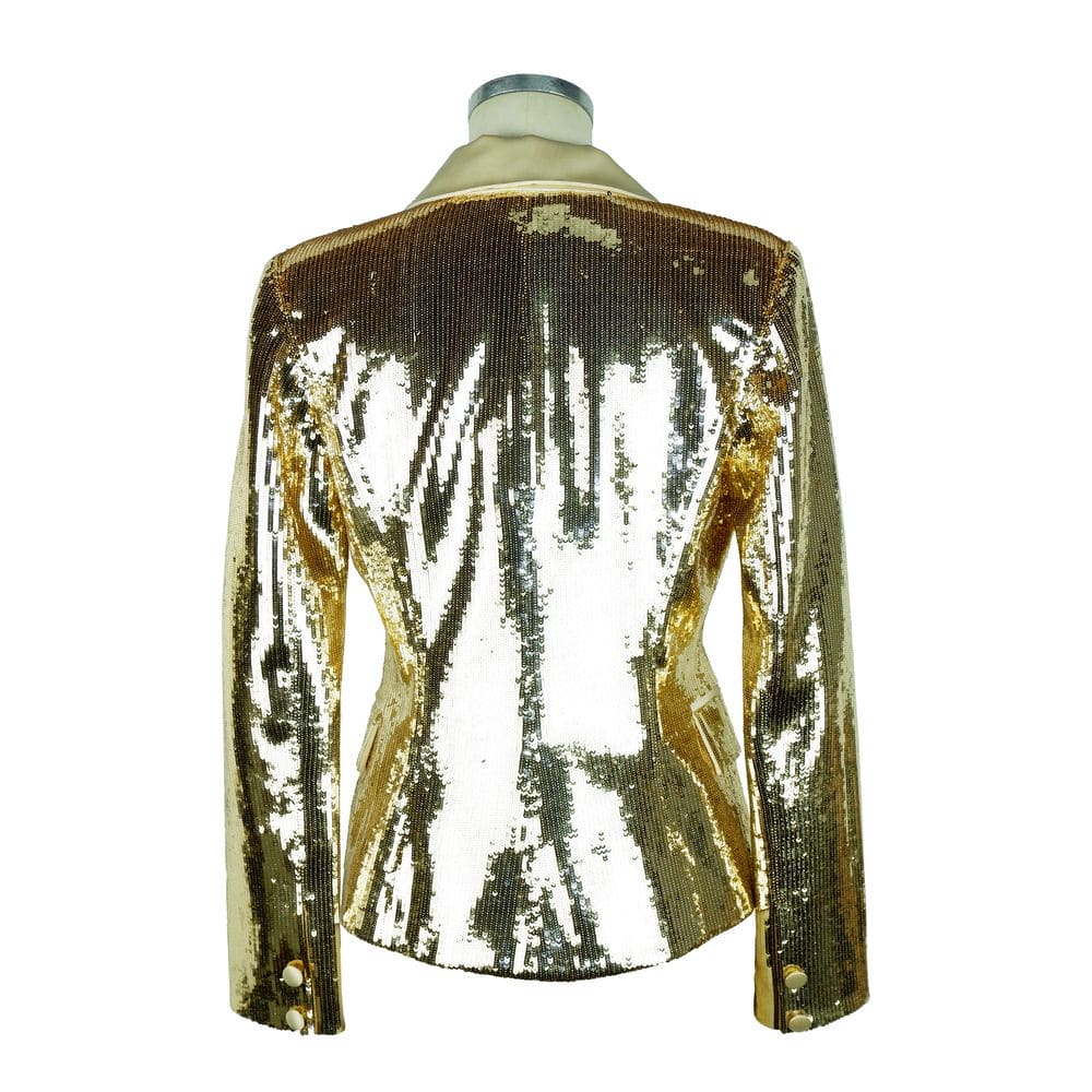 Veste croisée jaune chic à sequins Elisabetta Franchi