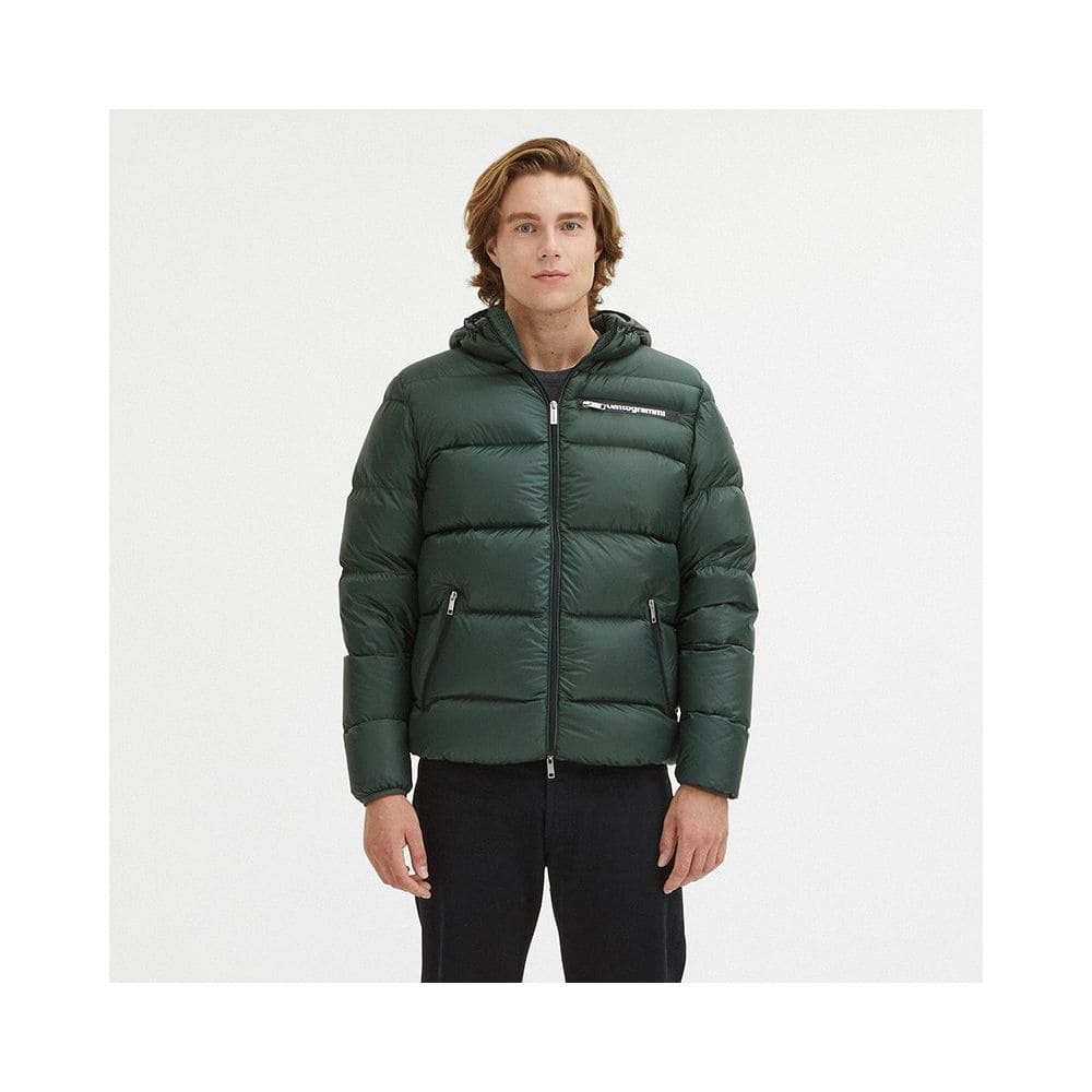 Chaqueta de invierno con capucha verde oscuro elegante de Centogrammi