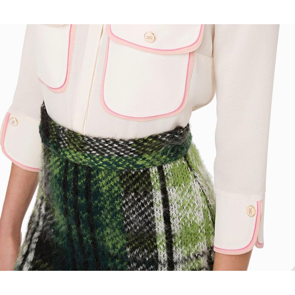 Jupe chic en maille tartan Elisabetta Franchi en vert luxuriant