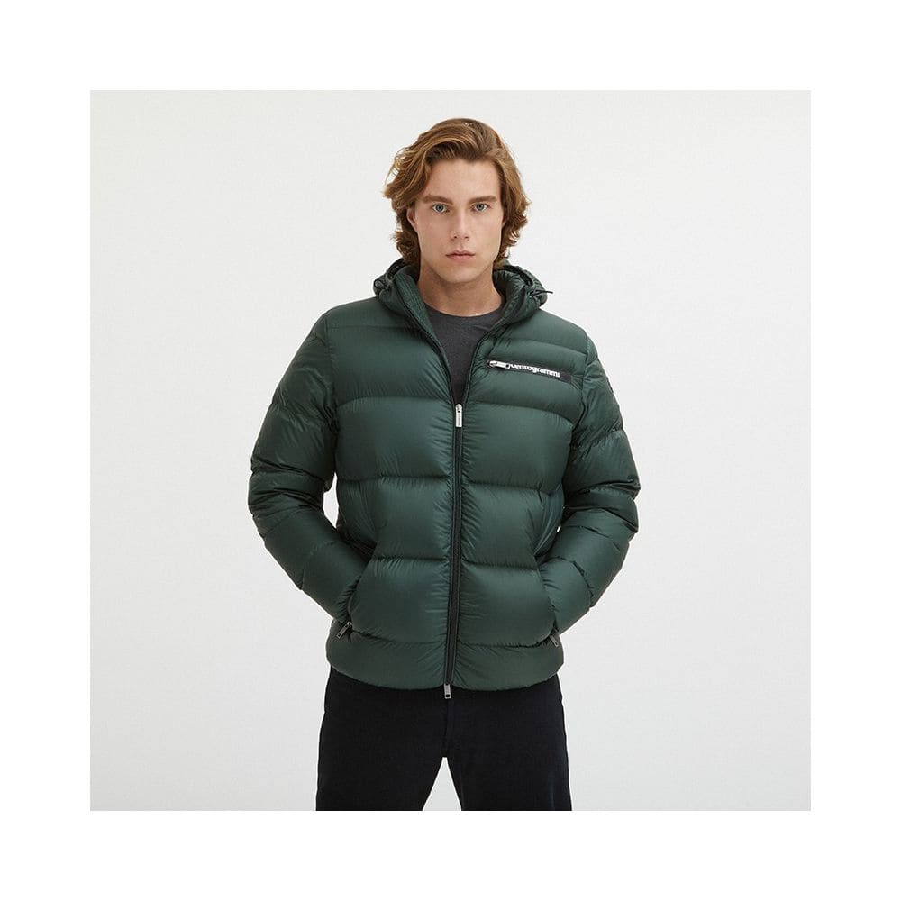 Chaqueta de invierno con capucha verde oscuro elegante de Centogrammi