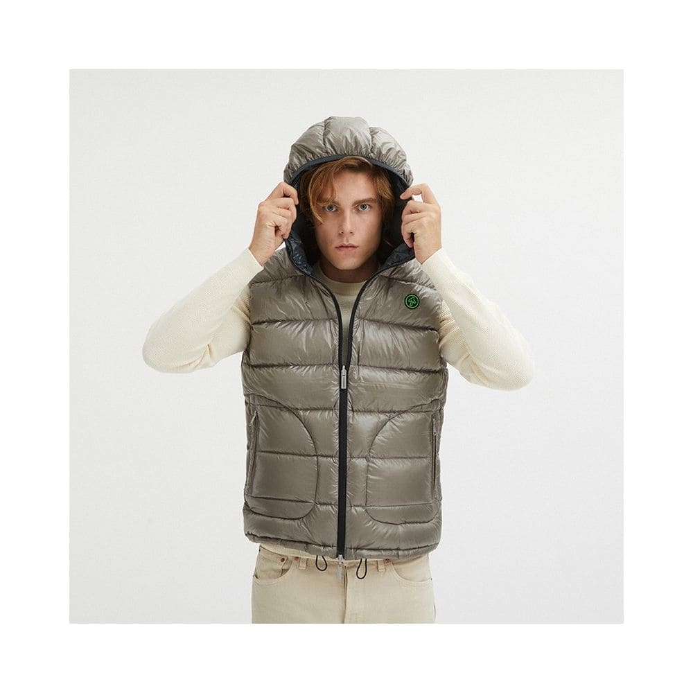 Gilet réversible à capuche en duvet d'oie Centogrammi en gris