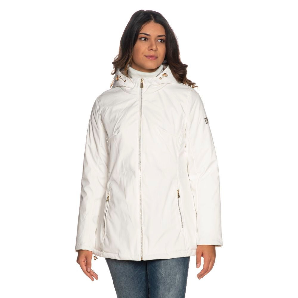 Chaqueta de plumas con capucha blanca Yes Zee Chic para mujer