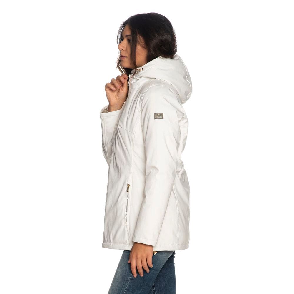 Chaqueta de plumas con capucha blanca Yes Zee Chic para mujer