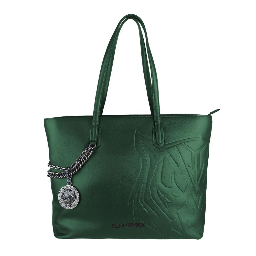 Bolso de hombro verde oscuro con detalle de cadena Eco-Chic de Plein Sport