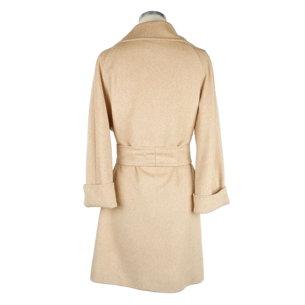 Abrigo elegante de lana beige para mujer fabricado en Italia