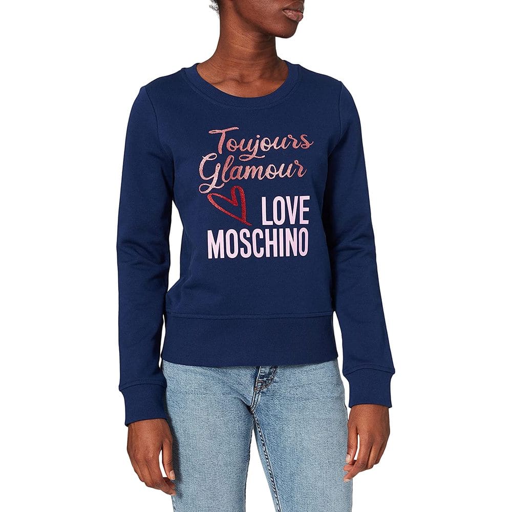 Sweat-shirt bleu avec emblème Love Moschino Chic