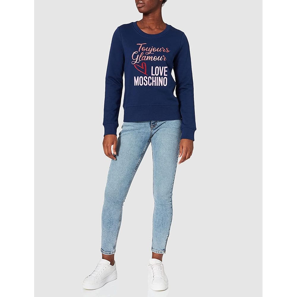 Sweat-shirt bleu avec emblème Love Moschino Chic