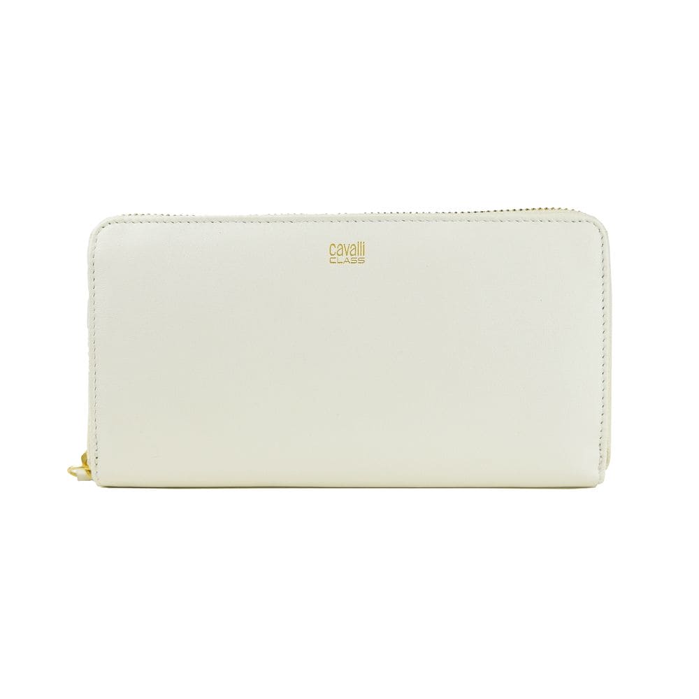 Cartera elegante de piel de becerro blanca de la marca Cavalli Class