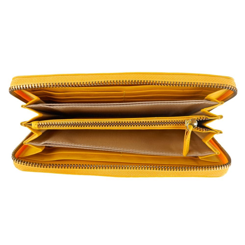 Cartera elegante de piel de becerro Cavalli Class en amarillo vibrante