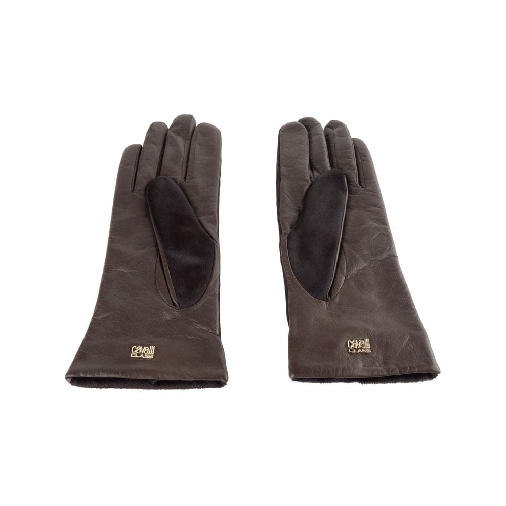 Gants élégants marron foncé pour femme de la collection Cavalli Class