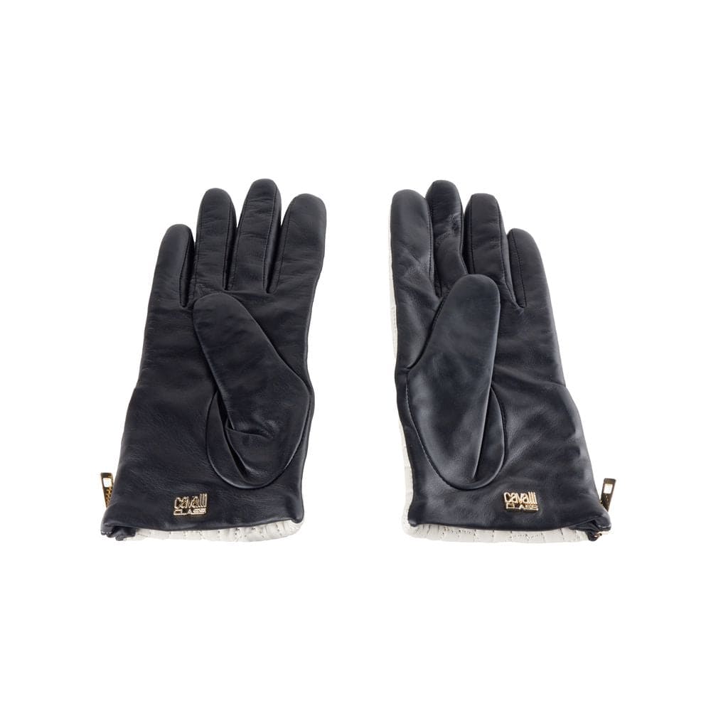 Guantes elegantes de piel de cordero gris de la marca Cavalli Class