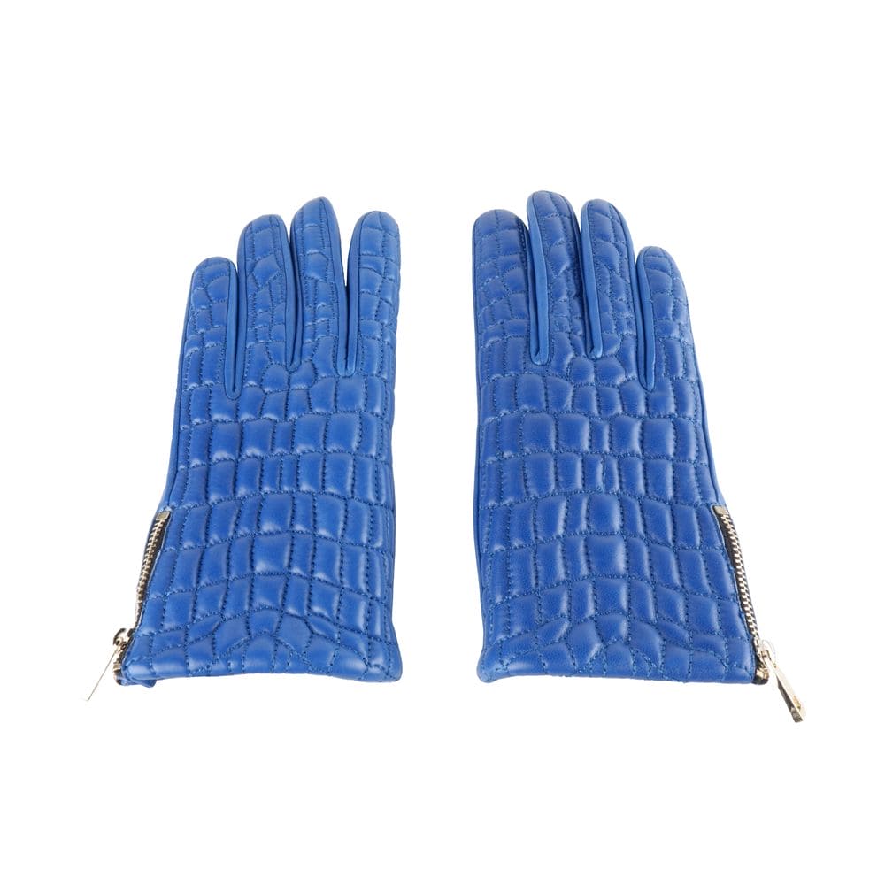 Guantes elegantes de piel de cordero de Cavalli Class en un azul cautivador