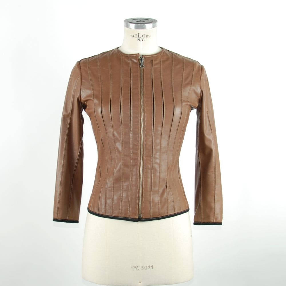 Veste en cuir marron chic Emilio Romanelli avec coupe slim