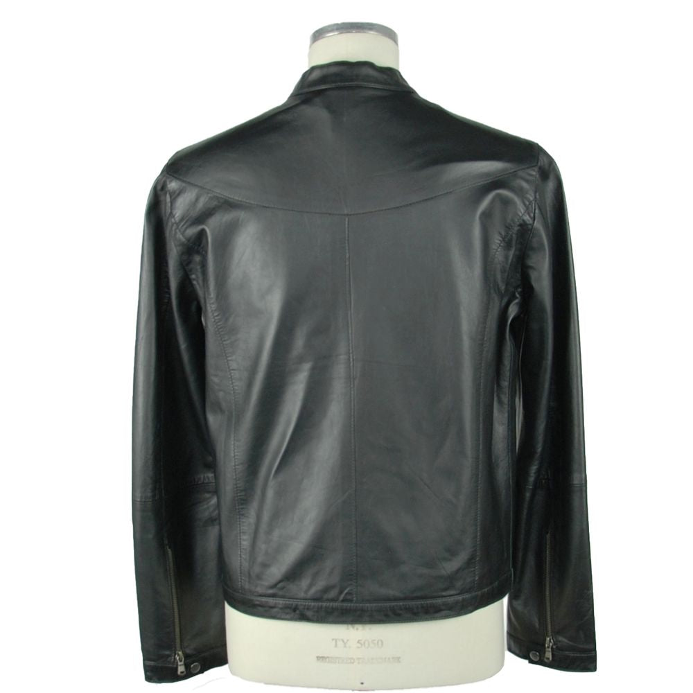 Chaqueta de cuero negra elegante Emilio Romanelli