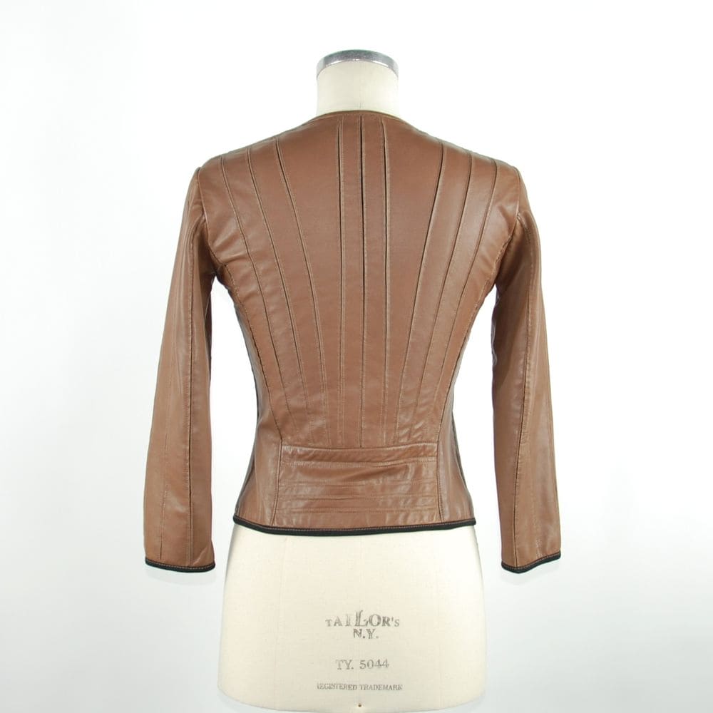 Veste en cuir marron chic Emilio Romanelli avec coupe slim