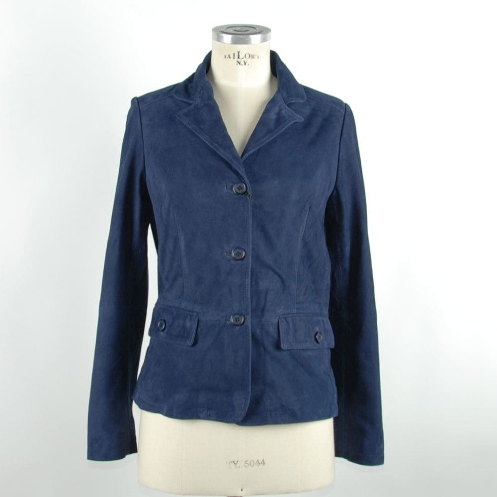 Chaqueta elegante de cuero azul chic de Emilio Romanelli