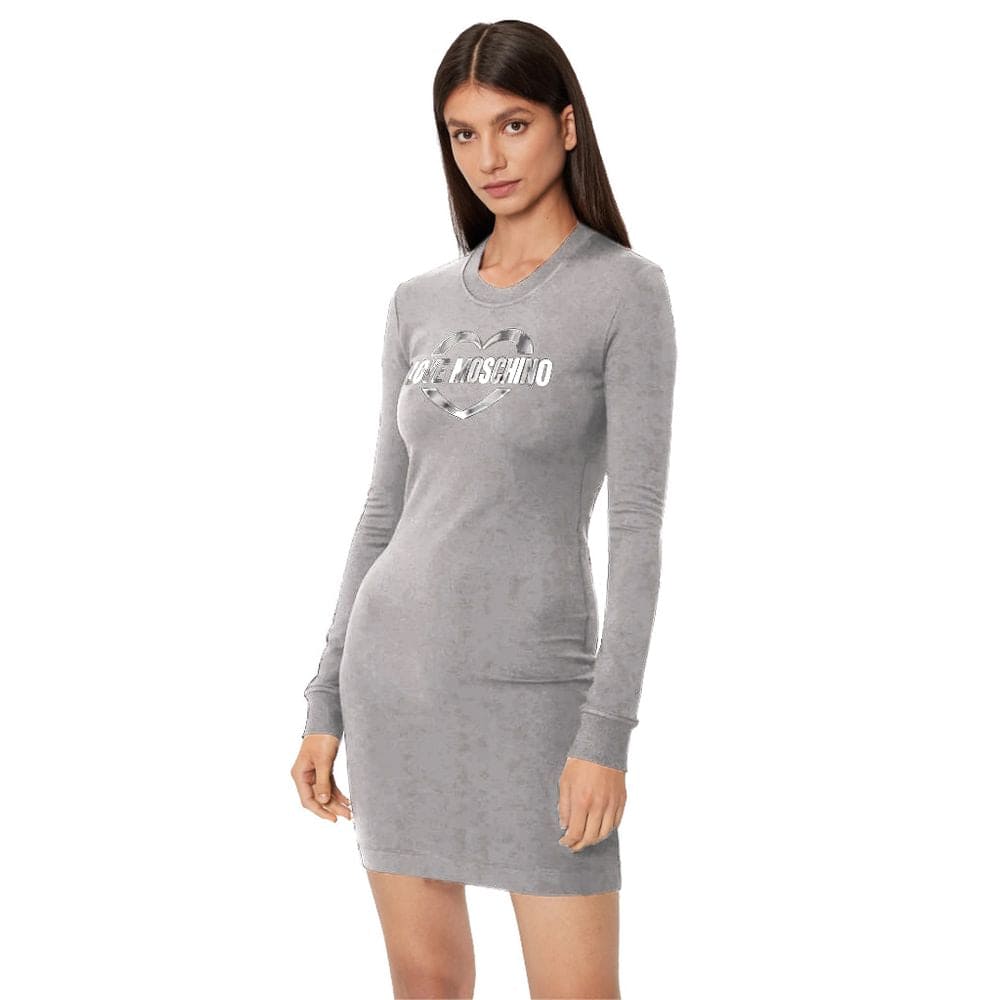 Robe chic en coton mélangé gris Love Moschino avec détail logo