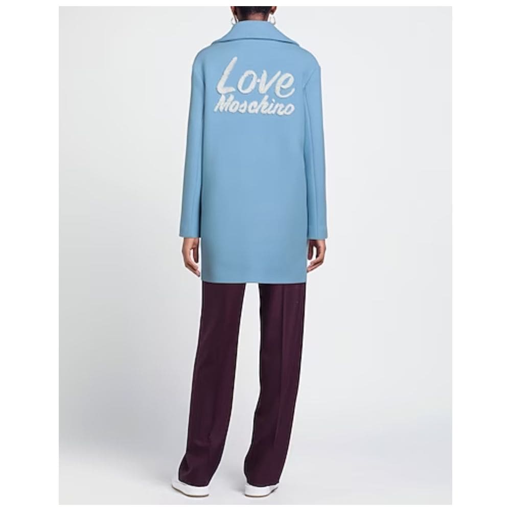 Abrigo elegante de lana azul claro de Love Moschino