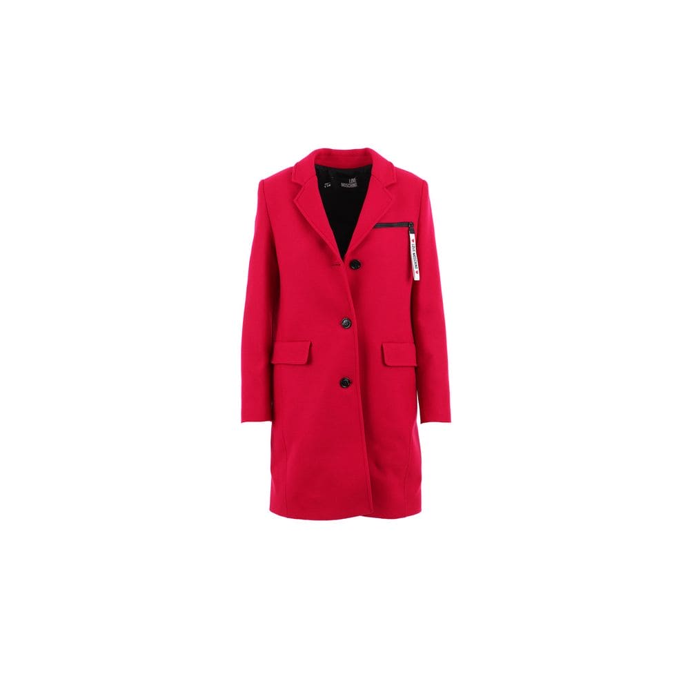 Manteau en laine rose chic Love Moschino avec détails logo