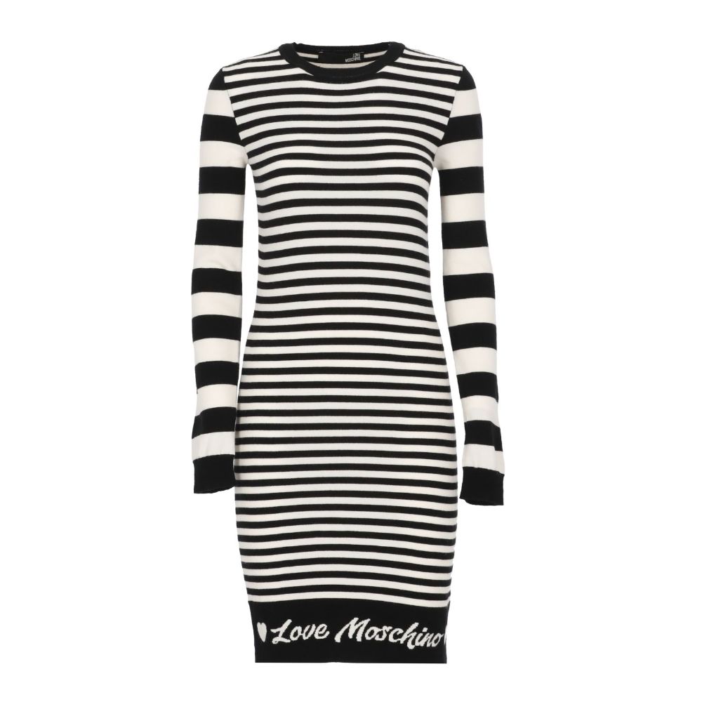 Robe élégante en maille rayée à manches longues Love Moschino