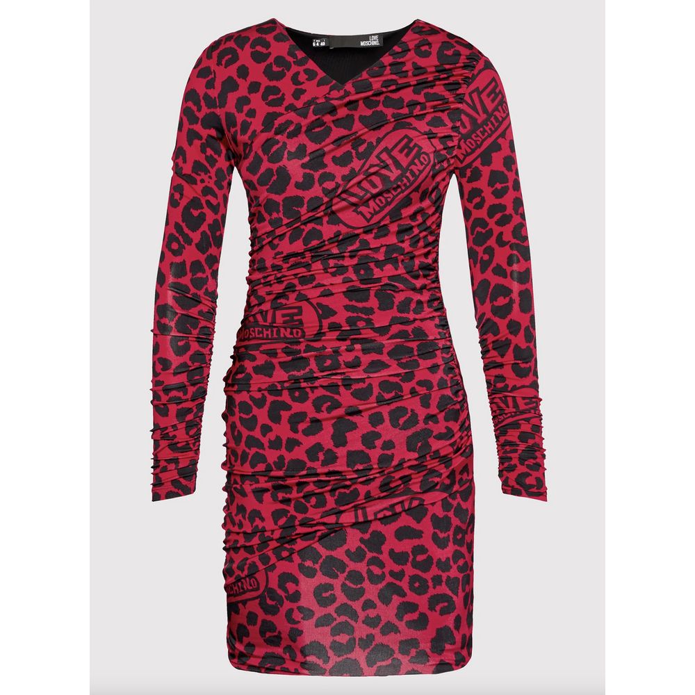 Robe à texture léopard chic Love Moschino en rose et noir