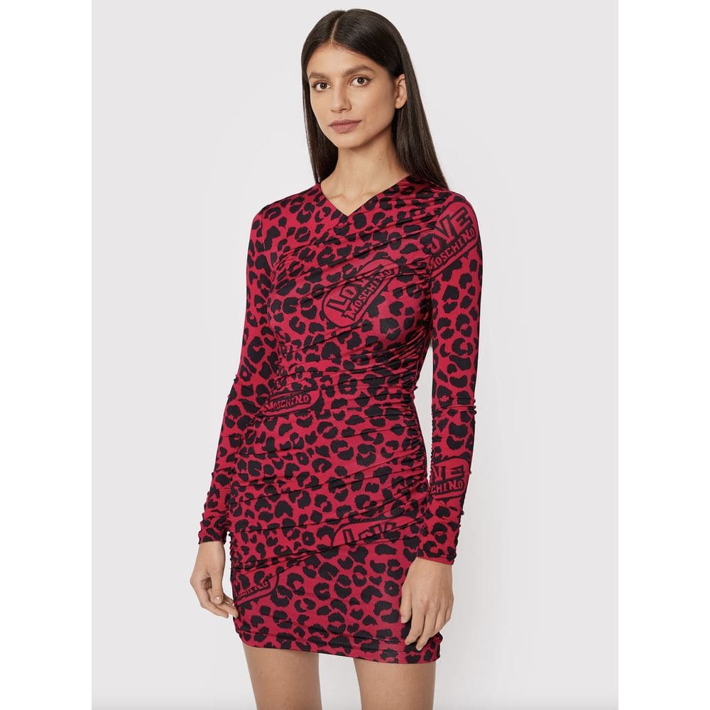 Robe à texture léopard chic Love Moschino en rose et noir