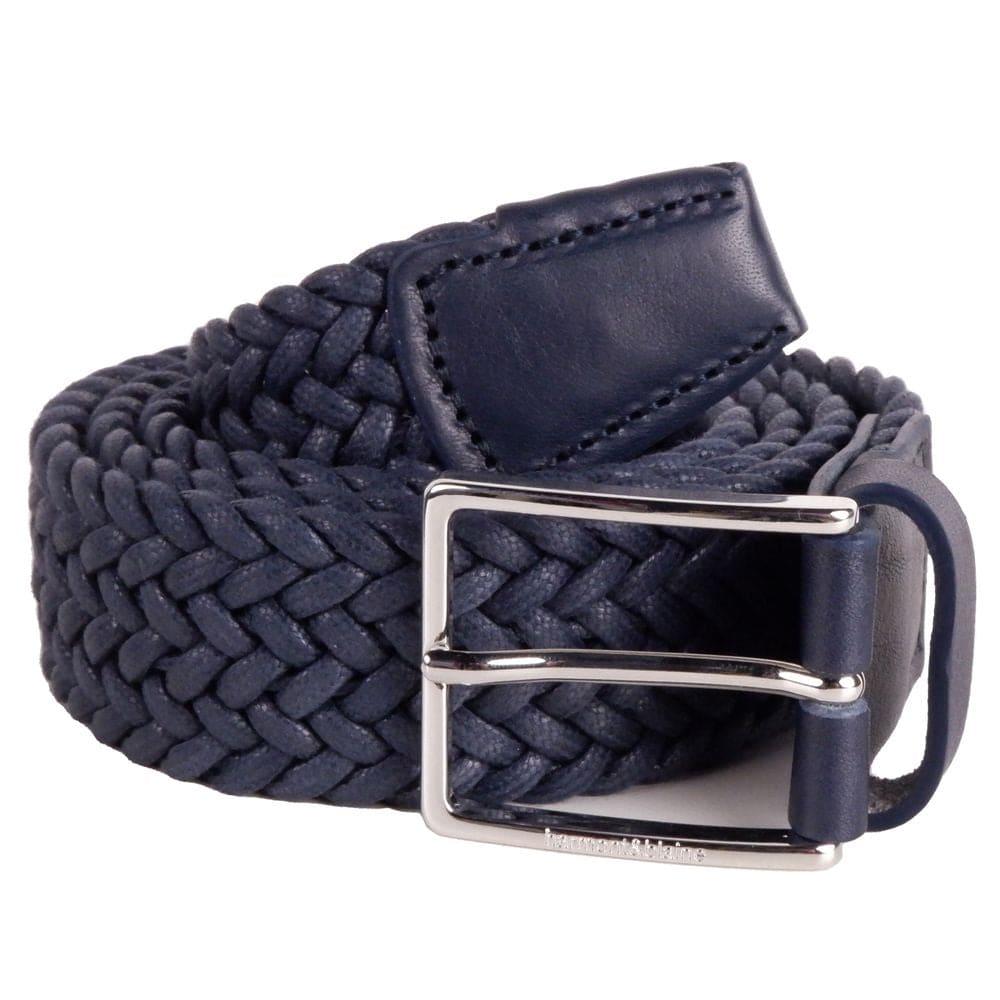 Ceinture élégante en tissu bleu foncé avec boucle argentée Harmont &amp; Blaine