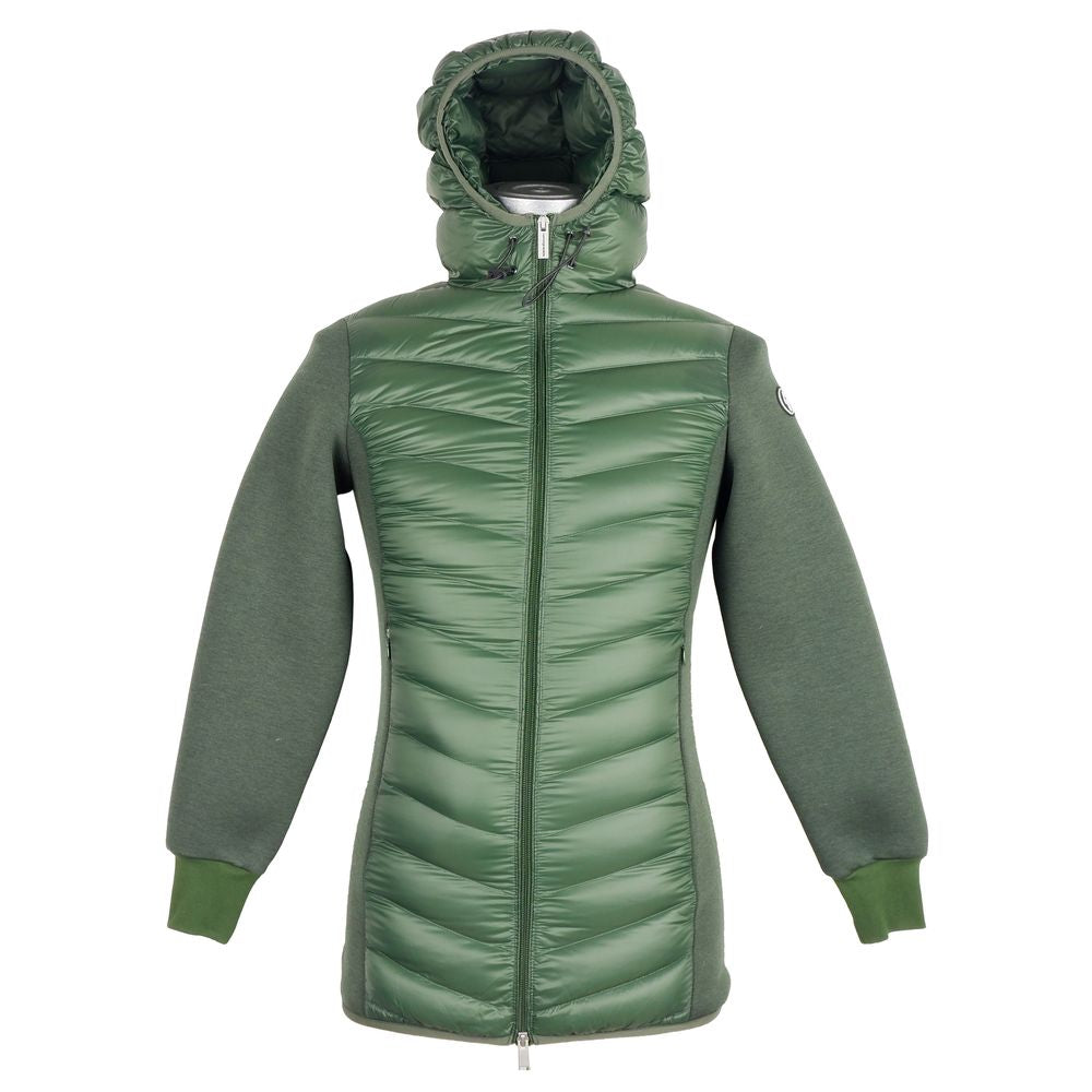 Chaqueta larga con capucha y elegante plumón de Centogrammi en color verde oscuro