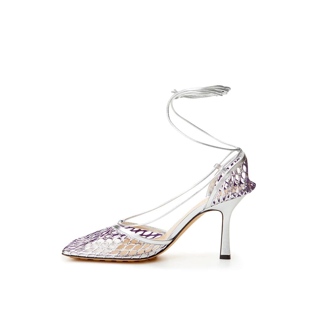 Sandalias de piel de algodón color plata de Bottega Veneta