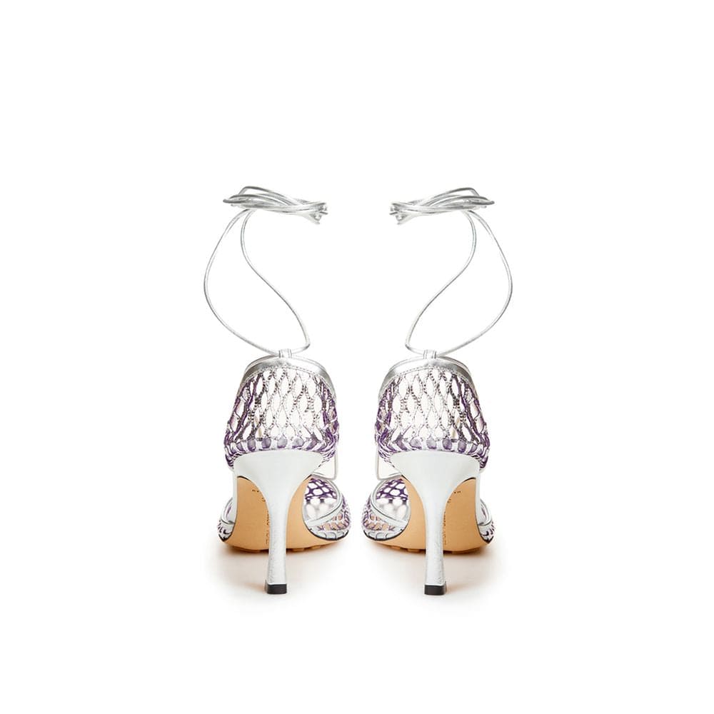 Bottega Veneta Silver Cotton Leather Sandals