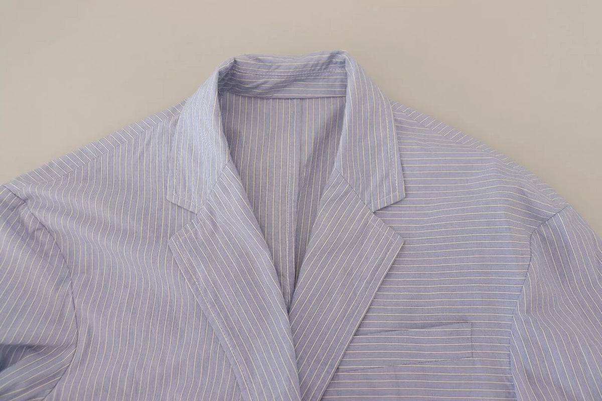 Dsquared² Blue Striped Single Breasted Formal Coat Blazer