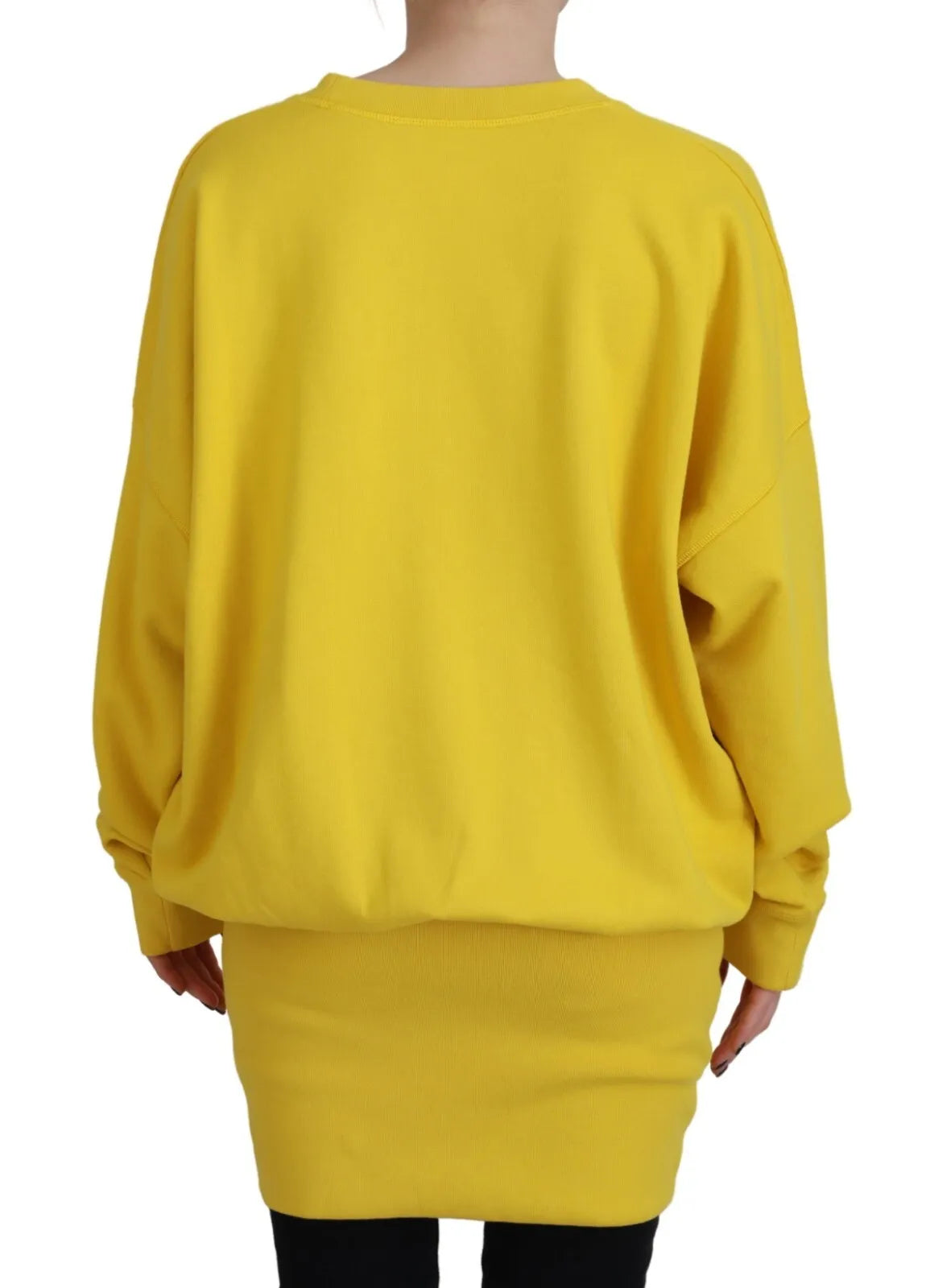 Pull ras du cou en coton jaune avec logo imprimé Dsquared²