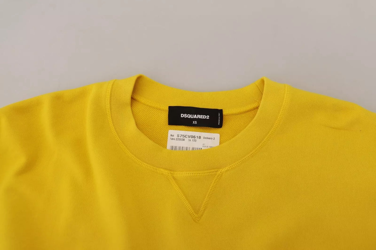 Pull ras du cou en coton jaune avec logo imprimé Dsquared²