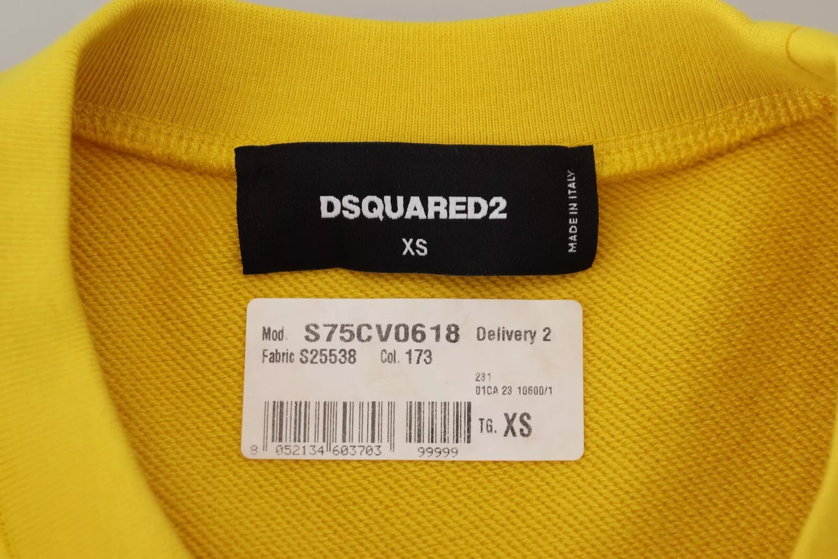 Pull ras du cou en coton jaune avec logo imprimé Dsquared²