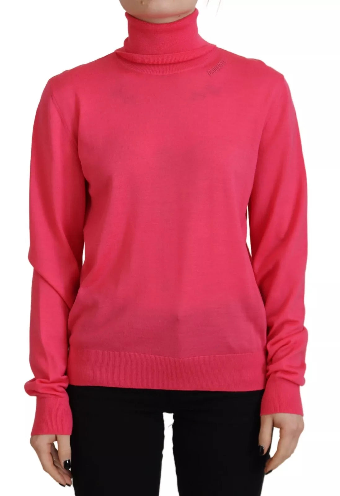 Pull décontracté à col roulé et manches longues rose uni Dsquared²