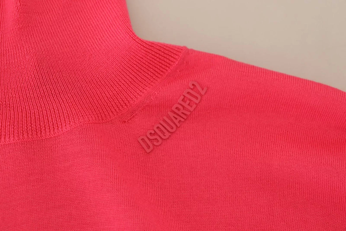 Suéter casual de cuello alto y manga larga en color rosa liso de Dsquared²