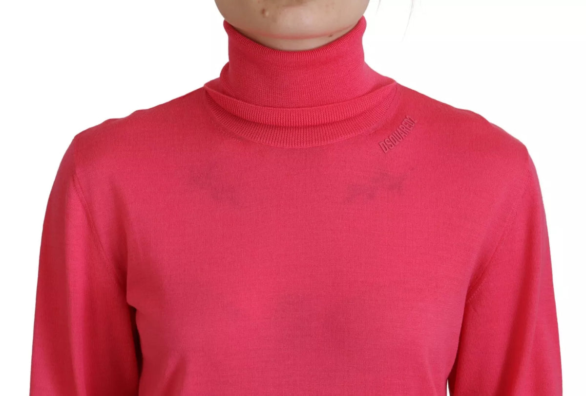 Pull décontracté à col roulé et manches longues rose uni Dsquared²