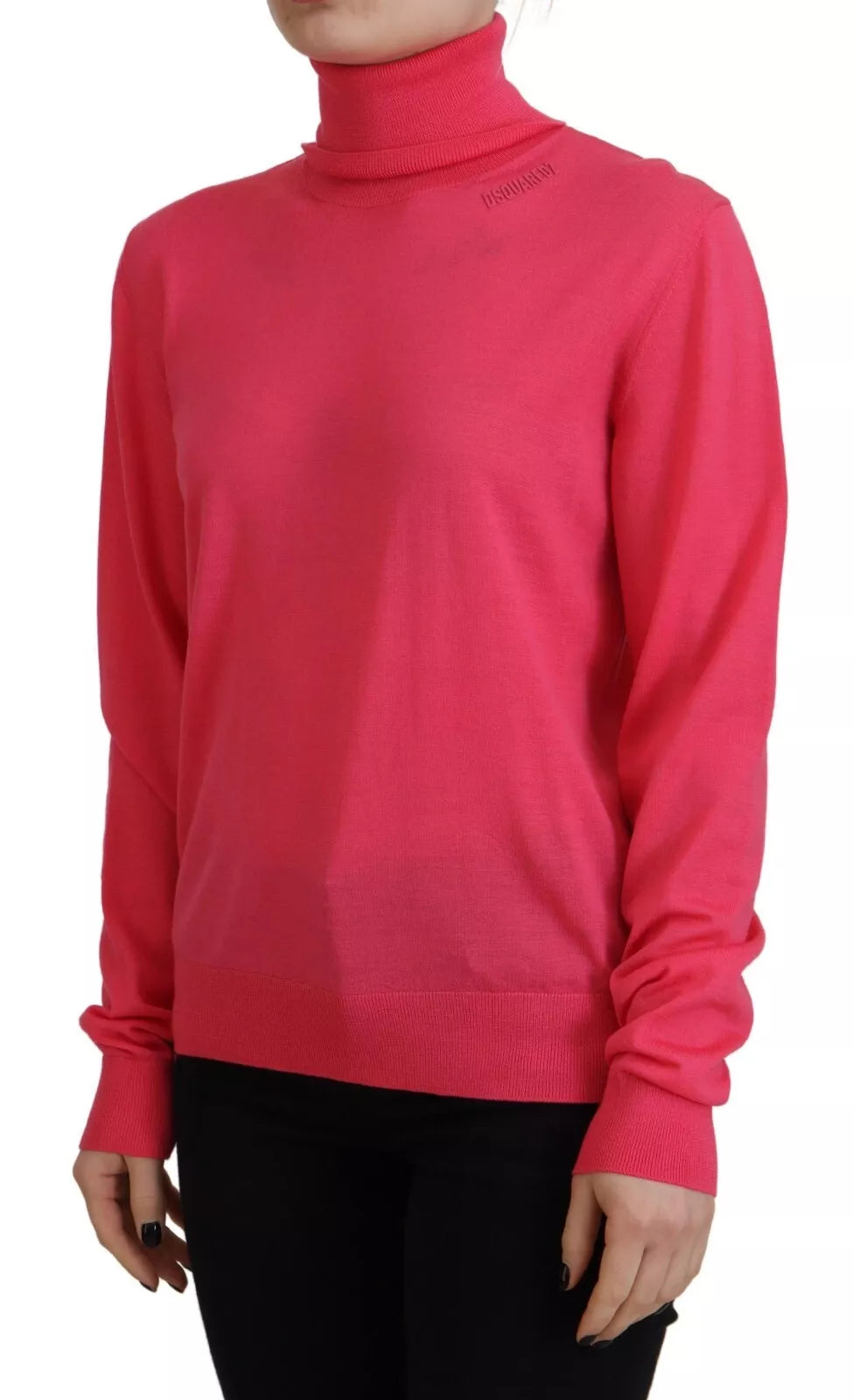 Pull décontracté à col roulé et manches longues rose uni Dsquared²