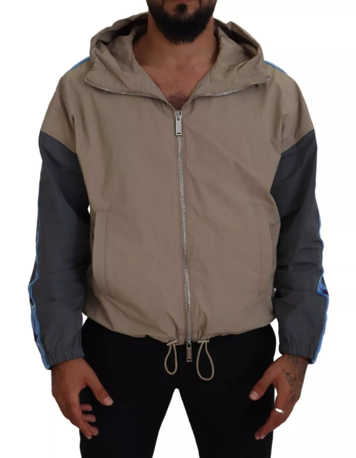 Veste zippée à capuche et manches marron et grises Dsquared²