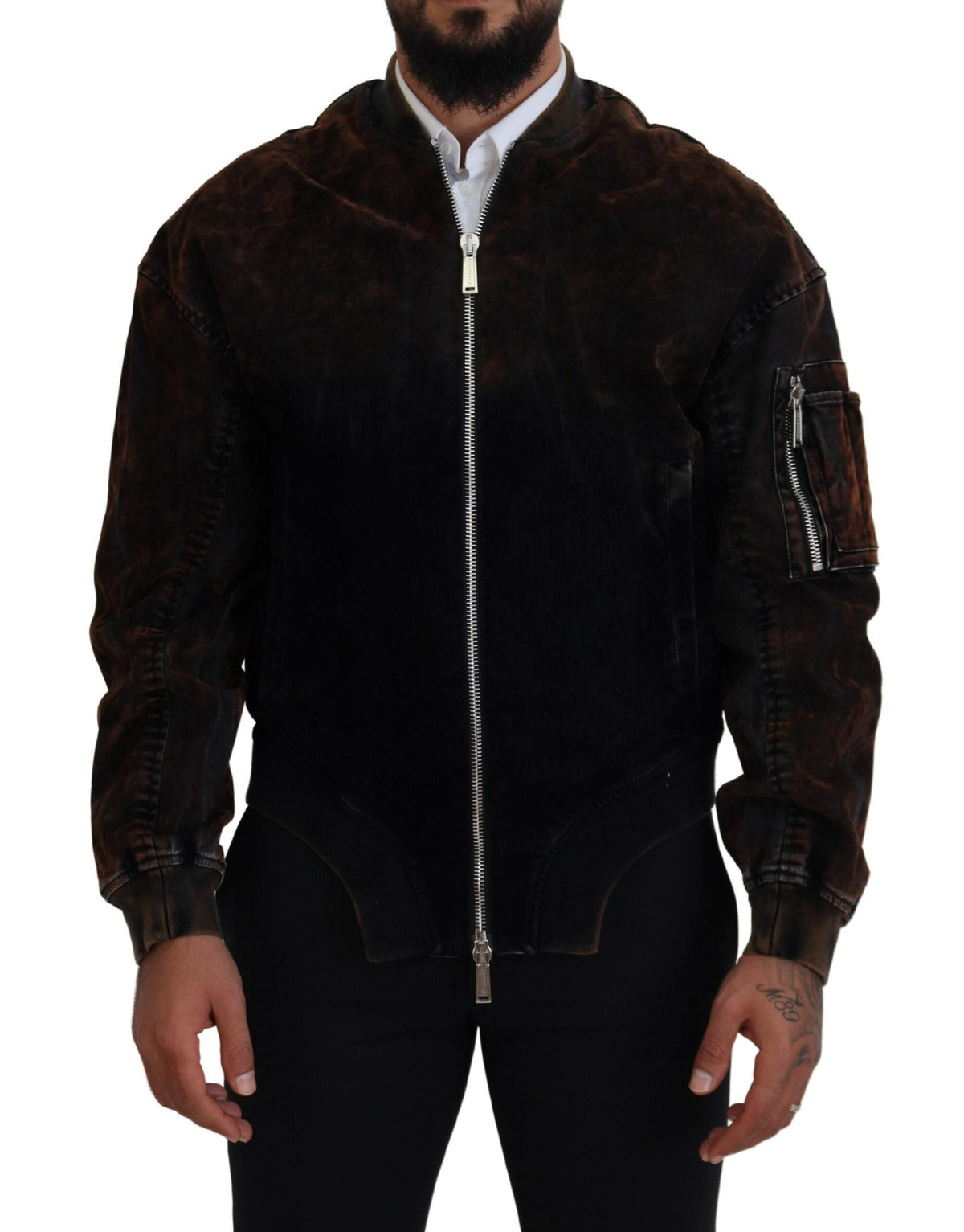 Veste bomber en coton marron Dsquared² avec poches zippées et manches