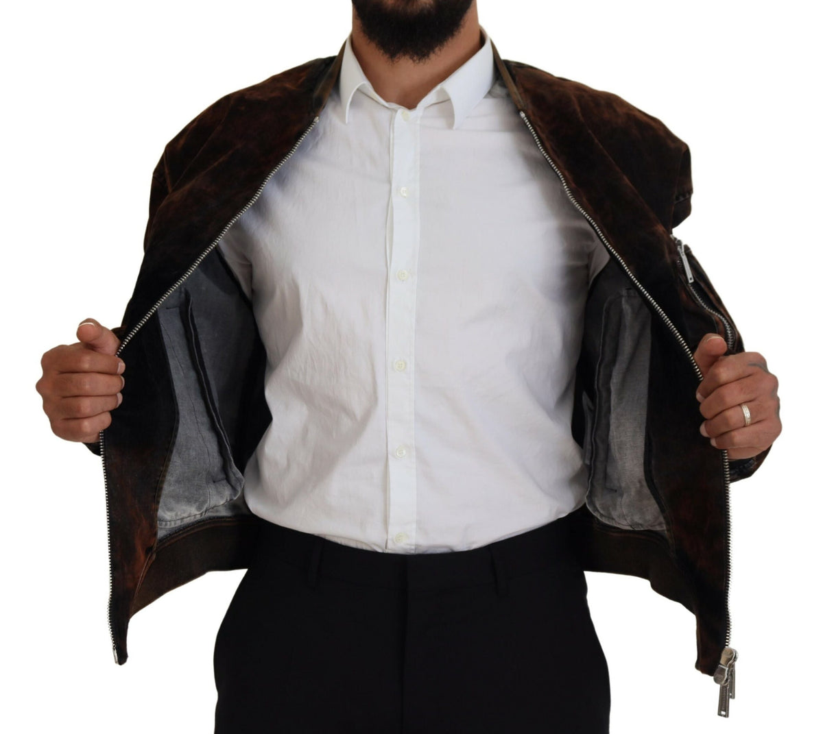 Veste bomber en coton marron Dsquared² avec poches zippées et manches