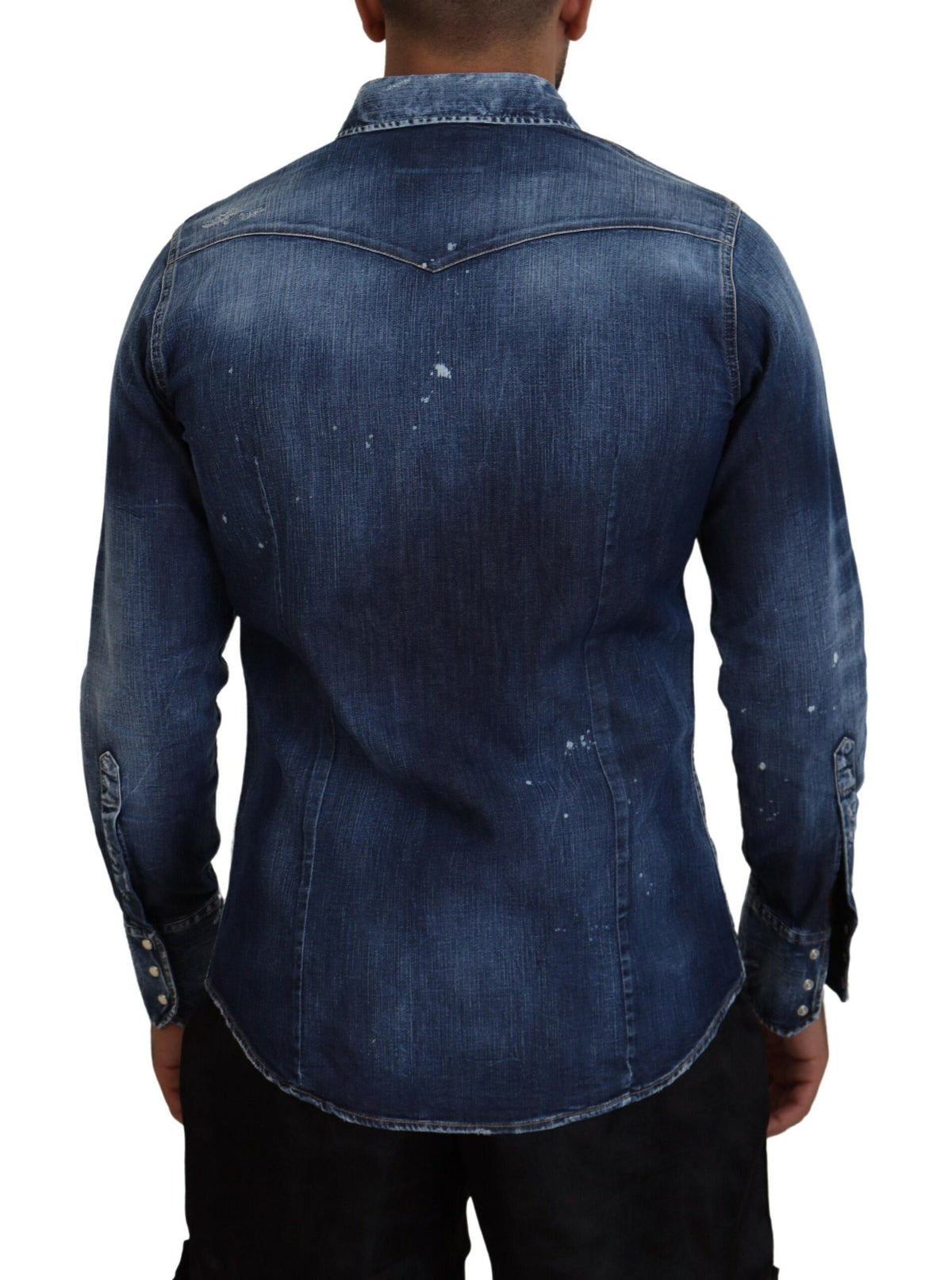 Chemise en jean bleu délavé à imprimé gothique surfeur Dsquared² pour homme