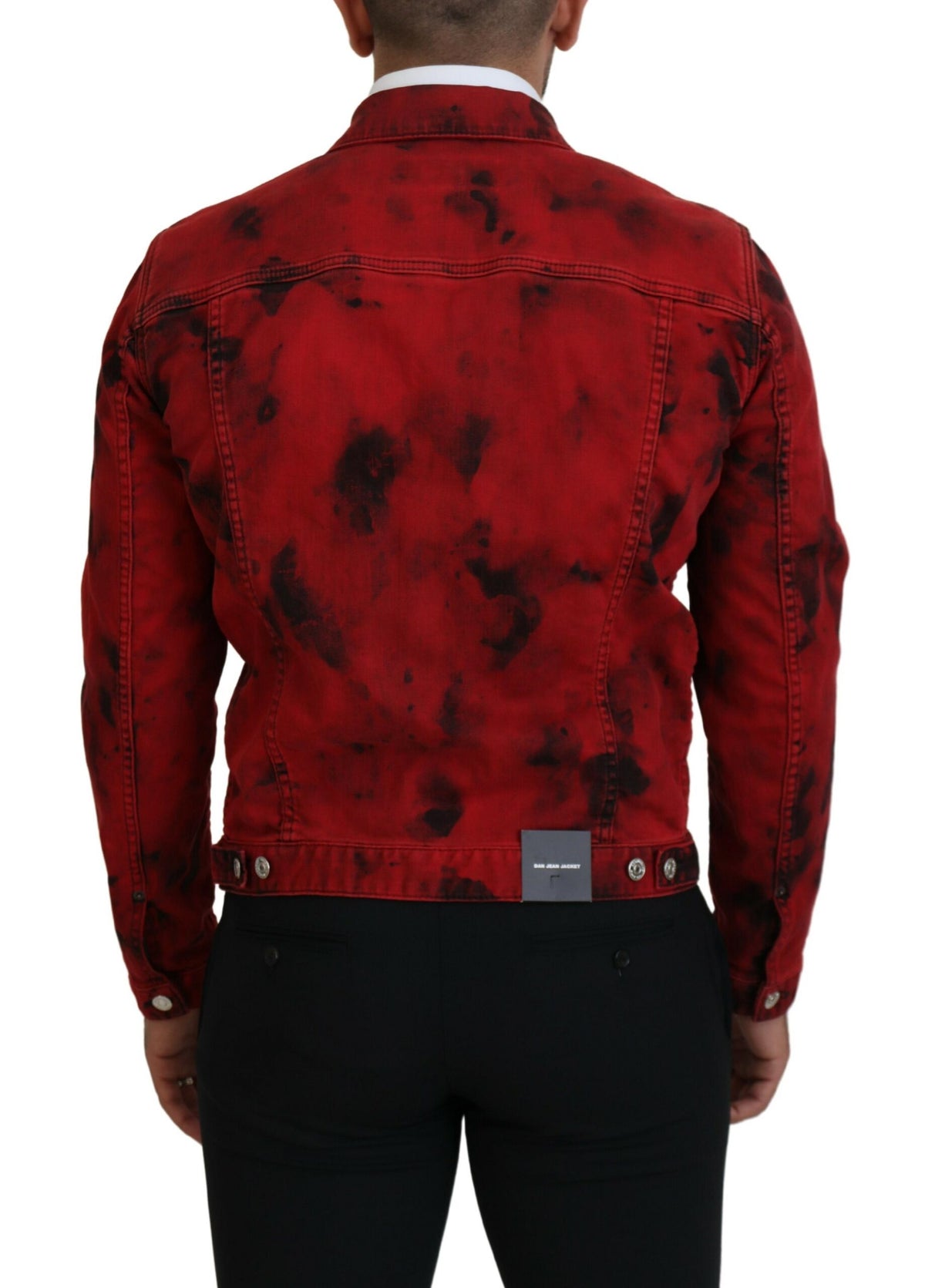 Veste en jean à col tie-dye rouge et noir Dsquared² pour homme